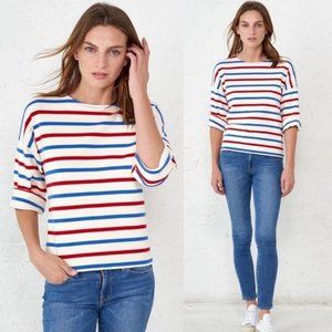 La Ligne New York US Navy Striped Cotton Boatneck 3/4 Sleeve Top Size S